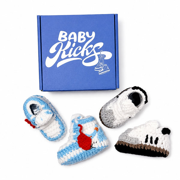 Kraamcadeau Set Jongetje, 2 paar gehaakte babysneakers